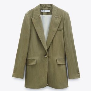 Zara Lyocell Blend Straight Cut Blazer Blogger’s Favorite M